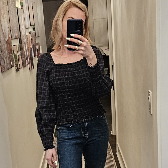 Madewell Plaid Puff Sleeve Top - Size S - Picture 2 of 15